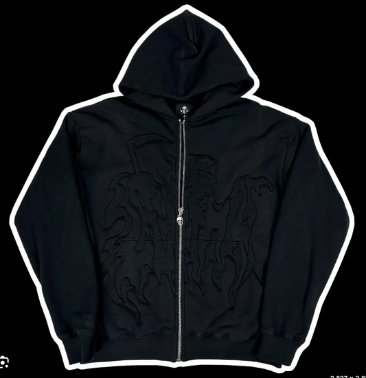NEW Warren Lotas Exclusive 'Lazer Cut' Black Zip-Up Hoodie MD