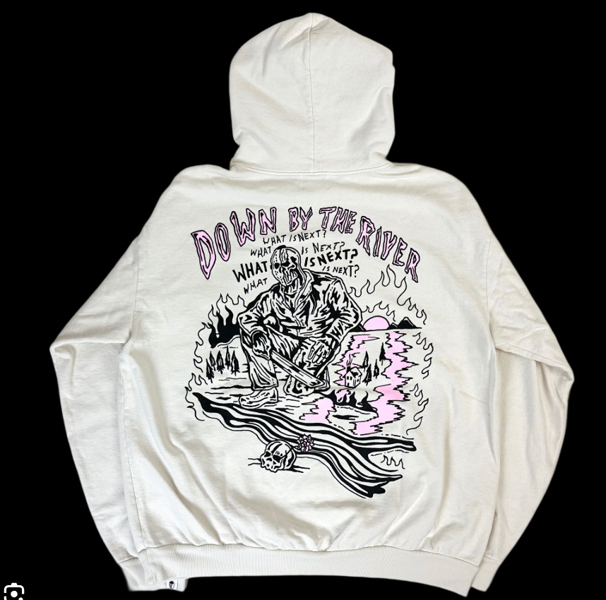 NEW Warren Lotas Friday the 13th Inspired 'The River' Cream Pullover Hoodie SM