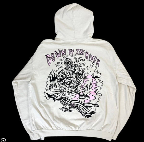 NEW Warren Lotas Friday the 13th Inspired 'The River' Cream Pullover Hoodie SM