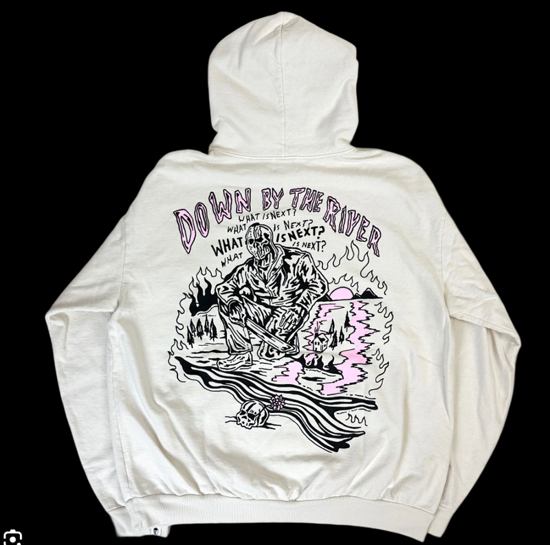 NEW Warren Lotas Friday the 13th Inspired 'The River' Cream Pullover Hoodie SM