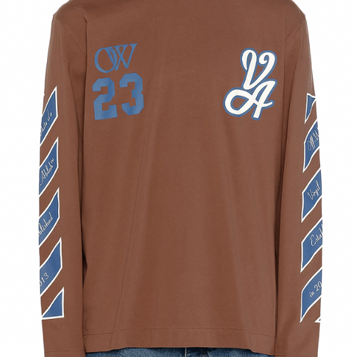 Off-White Exclusive Varsity Skate 23 Logo Brown Longsleeve Shirt MD