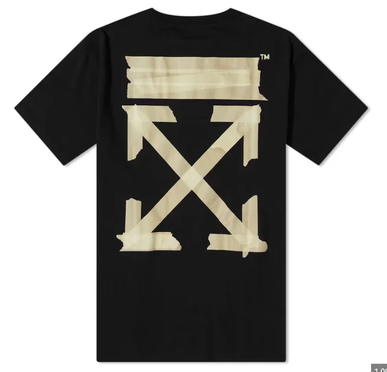 Off-White 'Tape Arrows' Black & Beige Slim T-Shirt (Oversized) XS