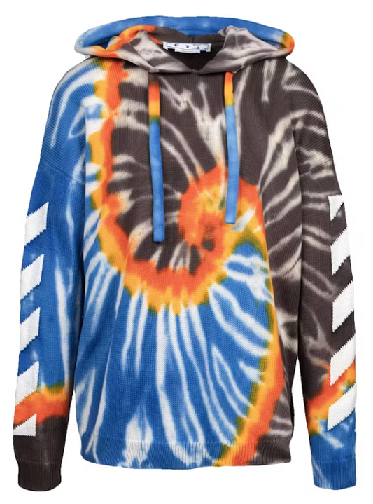 Off-White Diag Tie-Dye Knit Pullover Hoodie Multi-Color MD