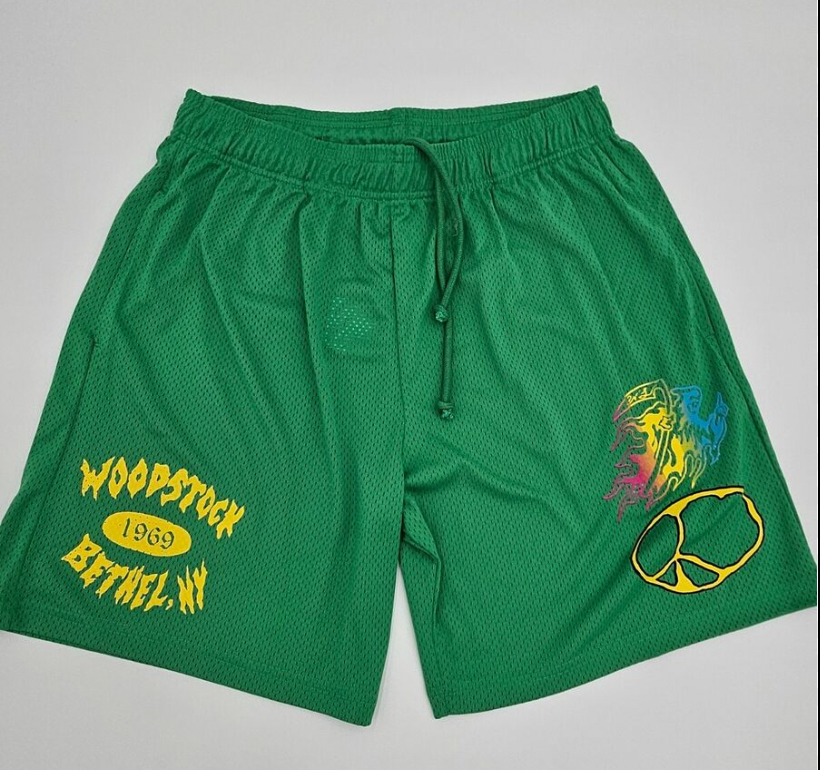 NEW Warren Lotas Exclusive 'Woodstock' Mesh Green Shorts SM