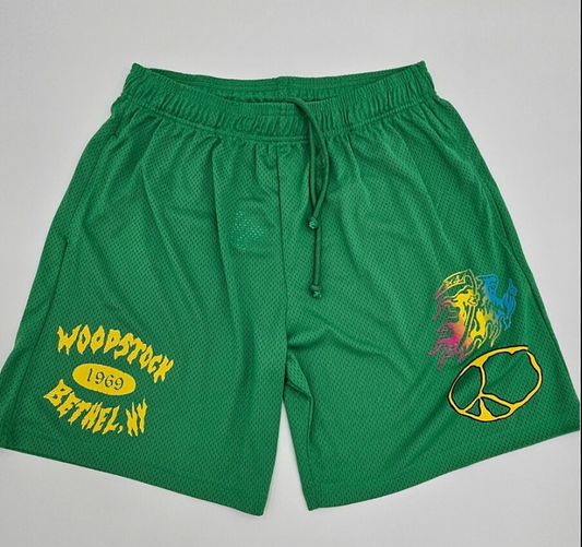 NEW Warren Lotas Exclusive 'Woodstock' Mesh Green Shorts SM