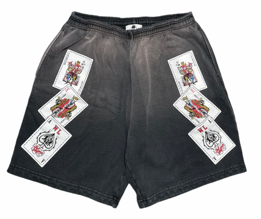 NEW Warren Lotas 'Playing Cards' Faded Black Sweat Shorts SM