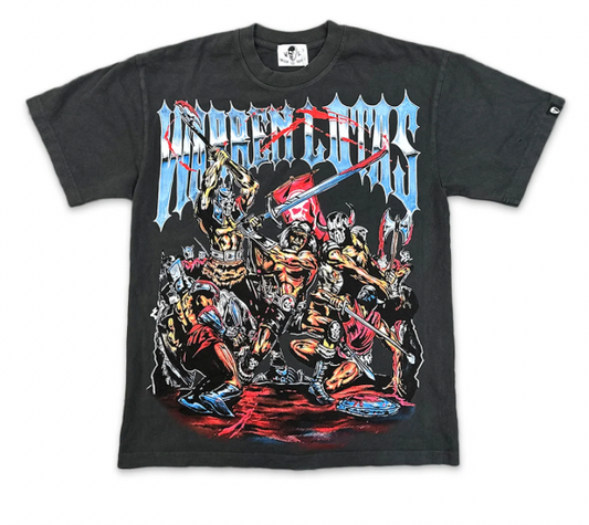 NEW Warren Lotas Exclusive Graphic 'Battle Massacre' Faded Black T-Shirt MD