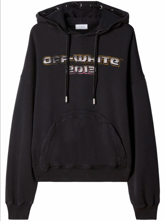 Off-White Digit Bacchus Double String Pullover Hoodie Faded Black MD