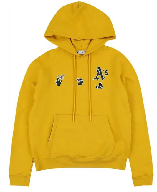 OFF-WHITE x MLB Oakland Athletics Yellow Pullover Hoodie LG
