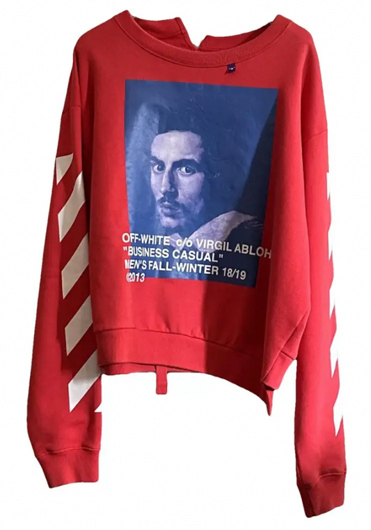 Off-White Photograph 'Business Casual' Red Crewneck Sweater FW 18 Exclusive MD