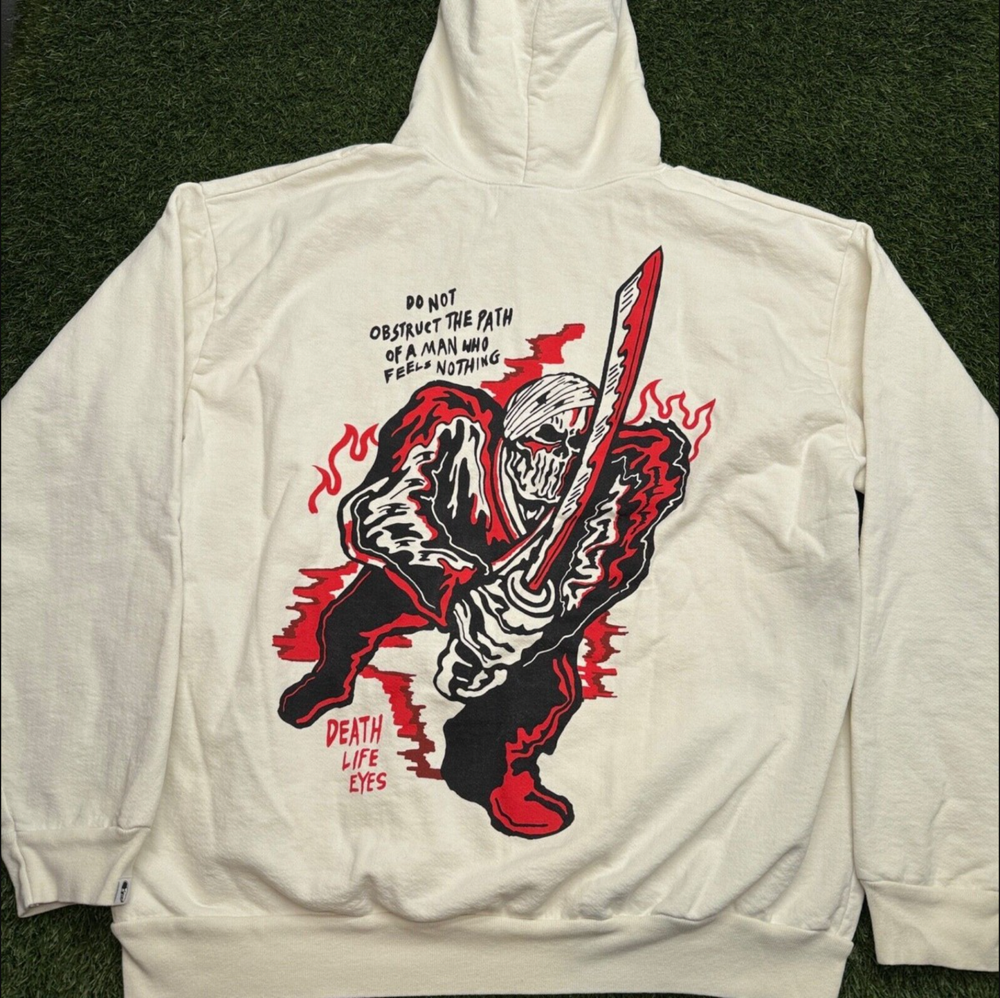NEW Warren Lotas 'Skeleton Knight' Cream Pullover Hoodie SM