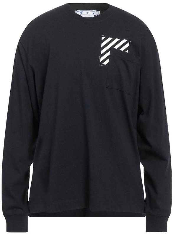 OFF-WHITE Diagonal Square Pocket Skate L/S Black & White Shirt MD