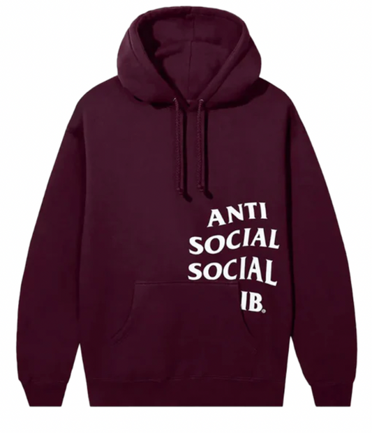 Anti-Social Social Club Cut Off Logo Hoodie Burgundy LG