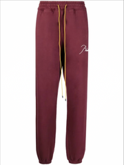 Rhude Men's Heavyweight Embroidered Logo Sweatpants Burgundy XL MSRP: $765.00