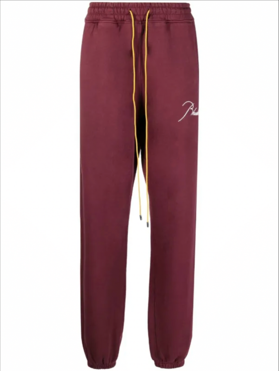 Rhude Men's Heavyweight Embroidered Logo Sweatpants Burgundy XL MSRP: $765.00
