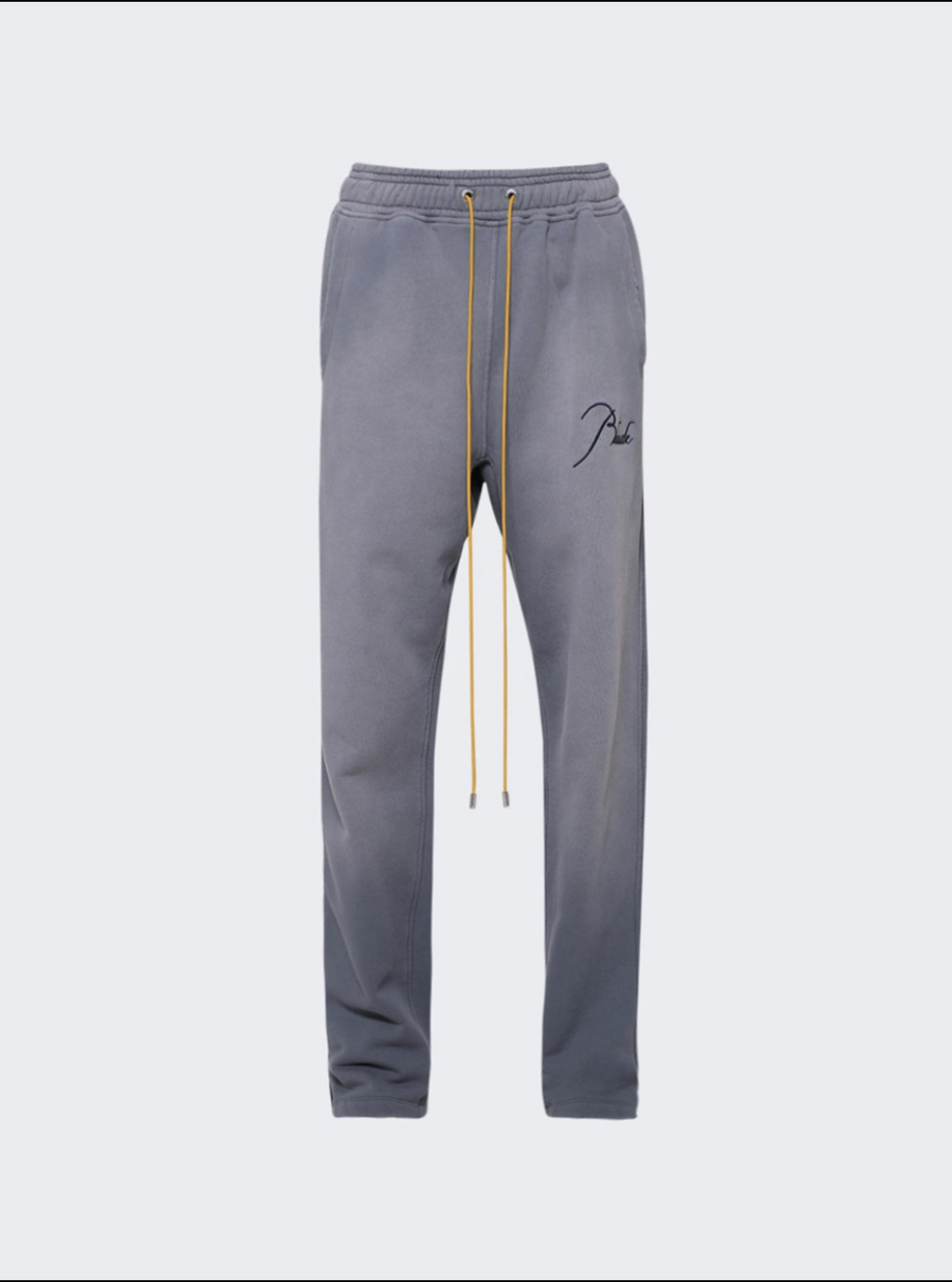 RHUDE Authentic Men's Sundry Steele Heavyweight Embroidered Logo Sweatpants LG MSRP: $765.00