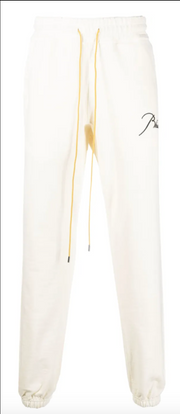 RHUDE Authentic Men's Heavyweight Embroidered Logo Sweatpants in Bone SM MSRP: $765.00