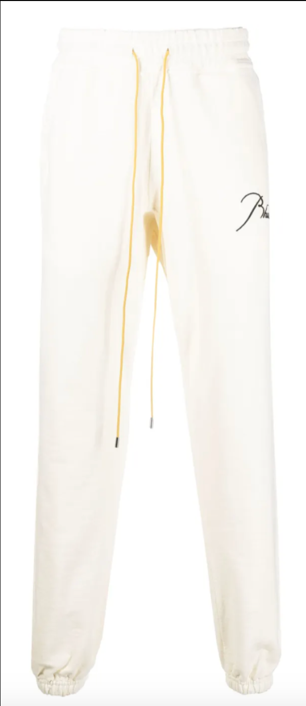 RHUDE Authentic Men's Heavyweight Embroidered Logo Sweatpants in Bone SM MSRP: $765.00