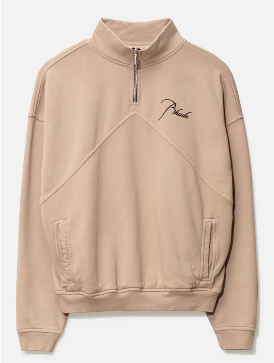 RHUDE Authentic Men's Sundry Elephant Heavyweight Embroidered Quarter Zip Sweatshirt XXL - MSRP: $750