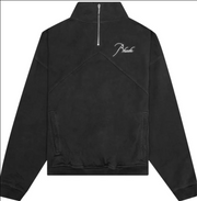 RHUDE Authentic Men's Vintage Black Heavyweight Embroidered Quarter Zip Sweatshirt LG - MSRP: $750