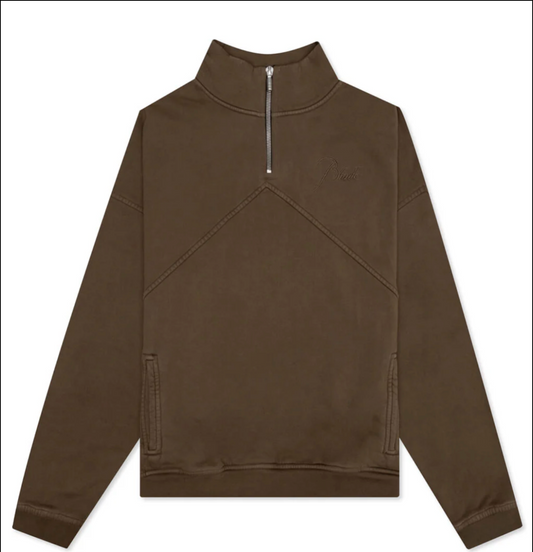 RHUDE Authentic Men's Brown Heavyweight Embroidered Quarter Zip Sweatshirt SM - MSRP: $750
