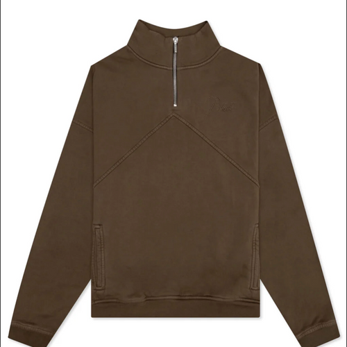 RHUDE Authentic Men's Brown Heavyweight Embroidered Quarter Zip Sweatshirt SM - MSRP: $750