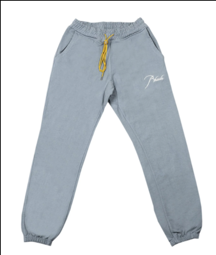 RHUDE Authentic Men's Sky Blue Heavyweight Embroidered Logo Sweatpants MD MSRP: $765
