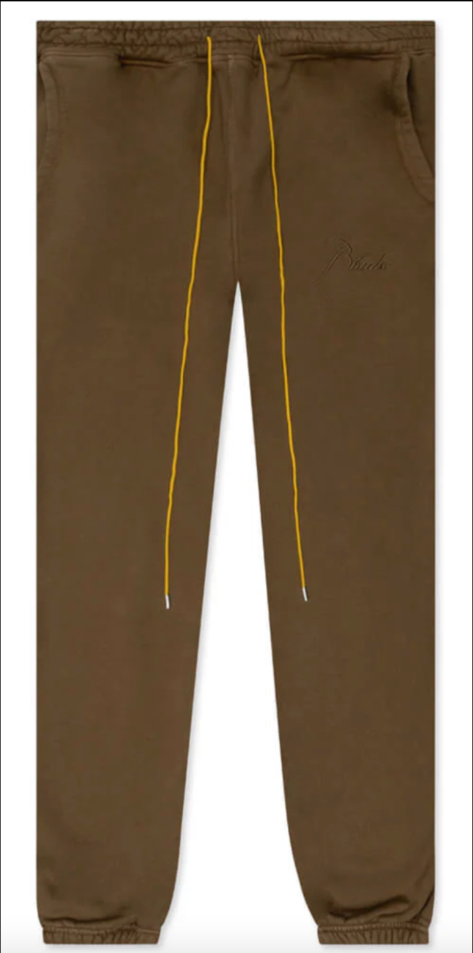 RHUDE Authentic Men's Brown Heavyweight Embroidered Logo Sweatpants MD MSRP: $765