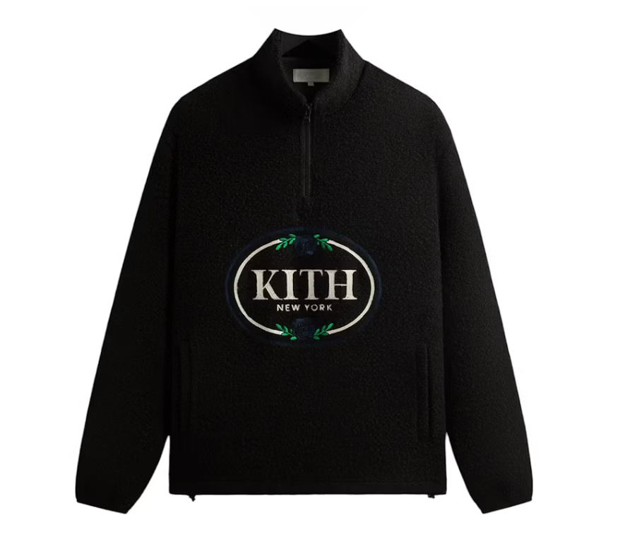 Kith Tweed Eric Quarter Zip Pullover Black Size Large Mens BRAND NEW