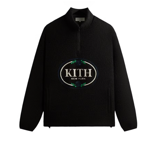 Kith Tweed Eric Quarter Zip Pullover Black Size Large Mens BRAND NEW