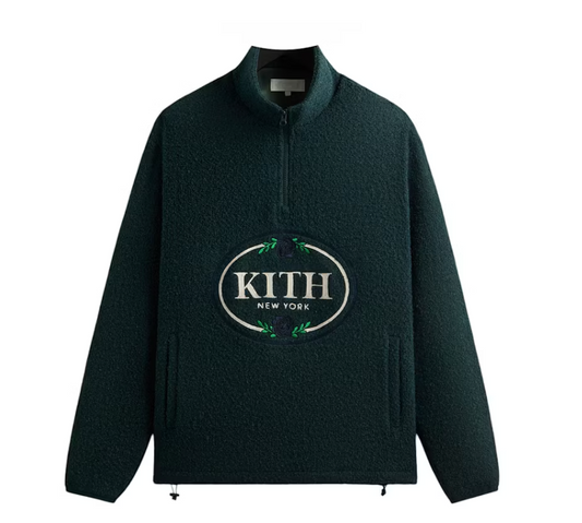 Kith Tweed Eric Quarter Zip Pullover Dark Green Size Small Mens