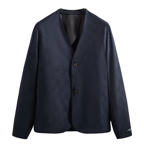 Kith Shadow Check Collarless Jacket Nocturnal - Size Small