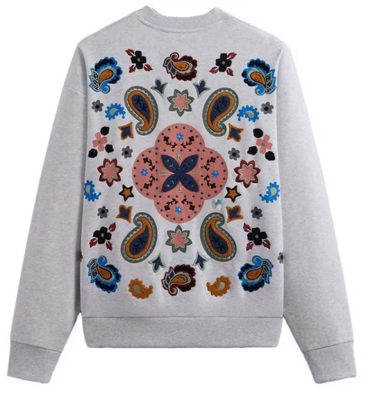 Kith Paisley Nelson Crewneck Light Heather Grey (SS24) Size Small Mens BRAND NEW