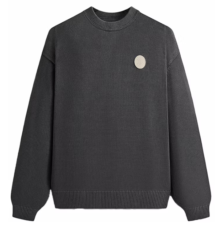 Kith Garment Dyed Lewis Sweater Battleship Grey (FW24) Size Small Mens BRAND NEW