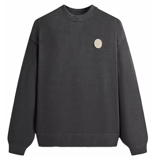 Kith Garment Dyed Lewis Sweater Battleship Grey (FW24) Size Small Mens BRAND NEW