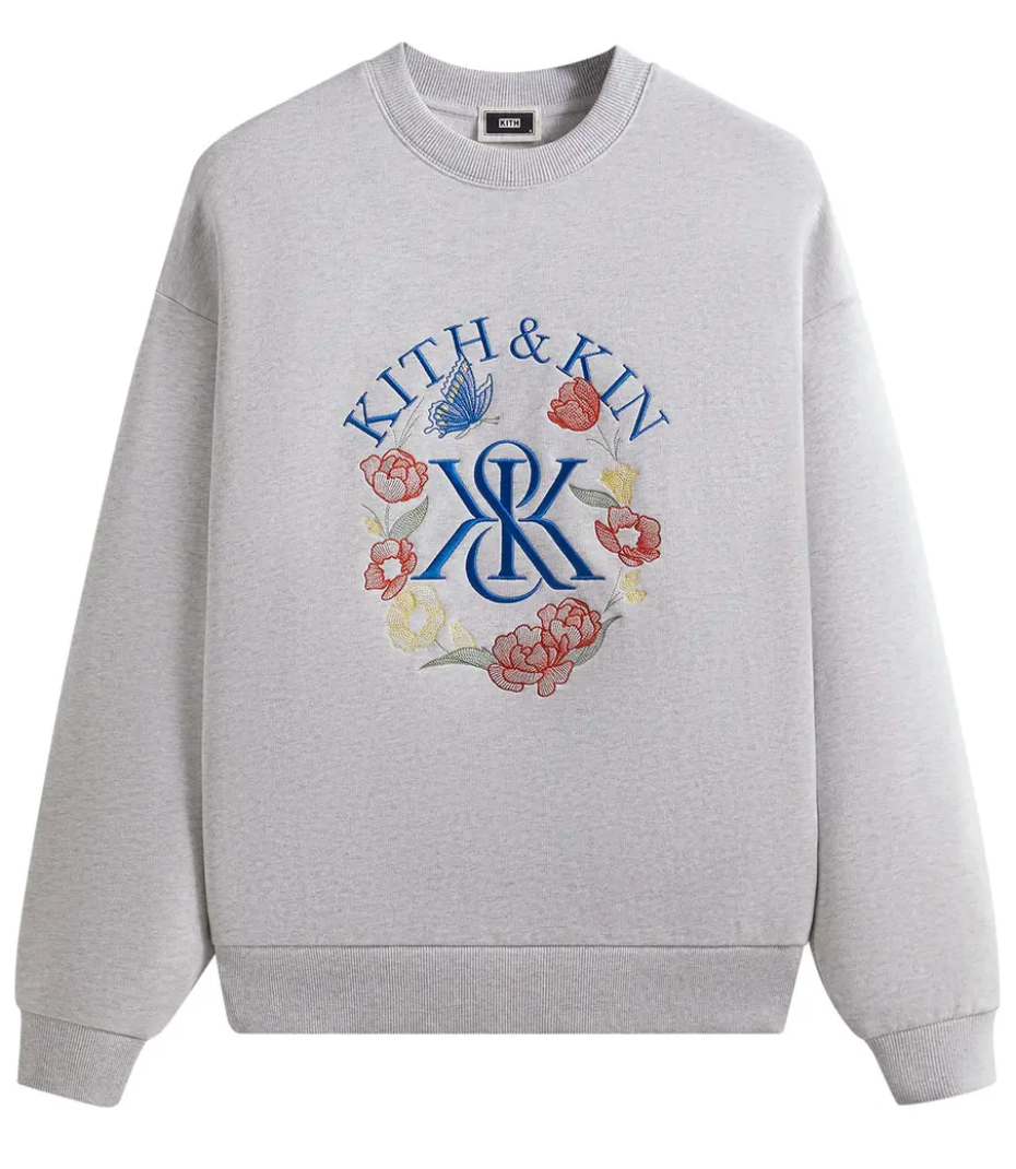 KITH Men's K&K Monogram Nelson Crewneck Light Heather Grey - Small BRAND NEW
