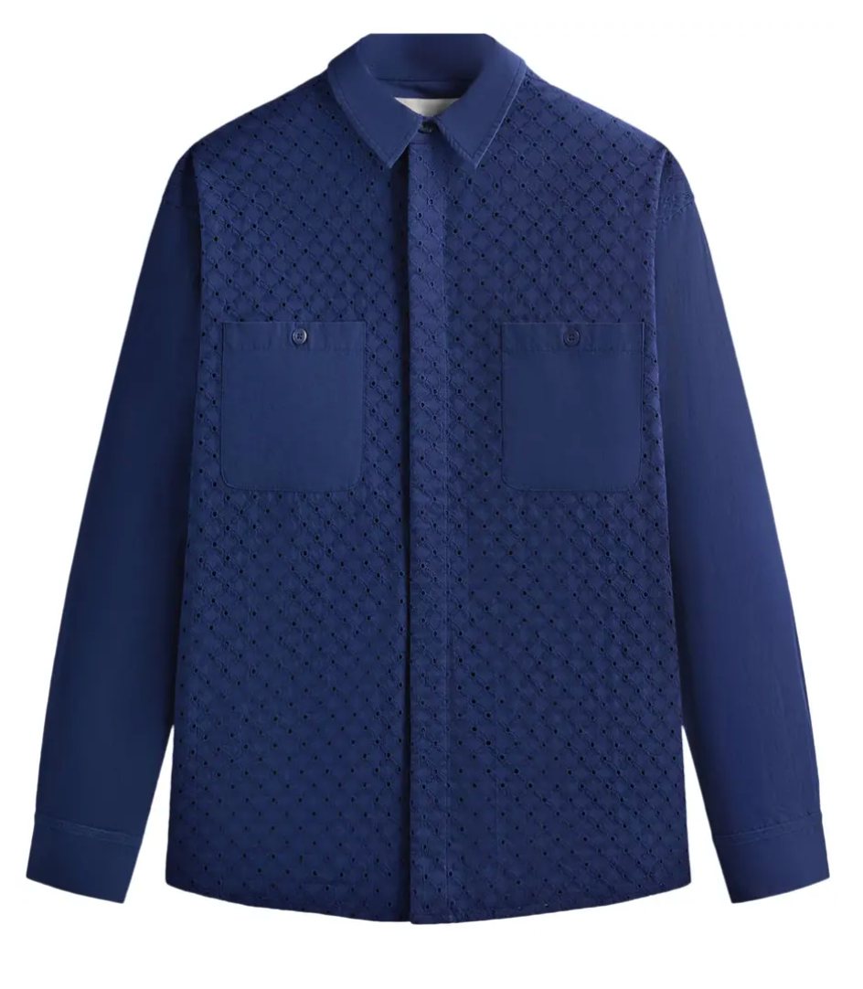 KITH Men's Lattice Floral LS Apollo Button Up Shirt - Navy Blue - Size Small BRAND NEW