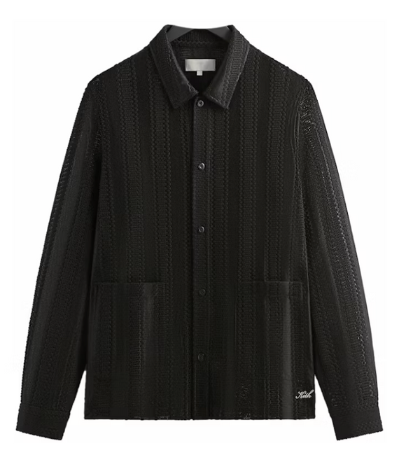 Kith Ladder Lace L/S Boxy Collared Overshirt Black Size Small