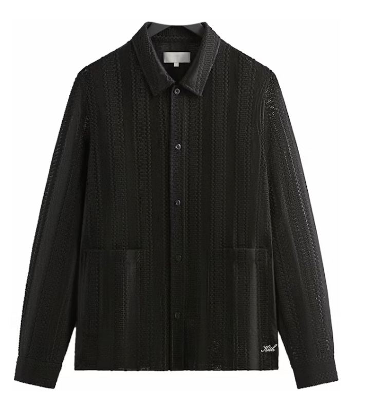 Kith Ladder Lace L/S Boxy Collared Overshirt Black Size Small