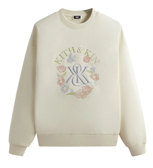 KITH Men's K&K Monogram Nelson Crewneck Sweater - Sandrift - Size Medium