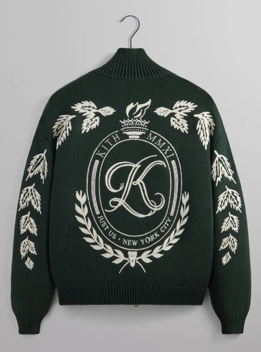 Kith Wyona Full Zip Varsity Sweater - Stadium Green Mens Size Medium