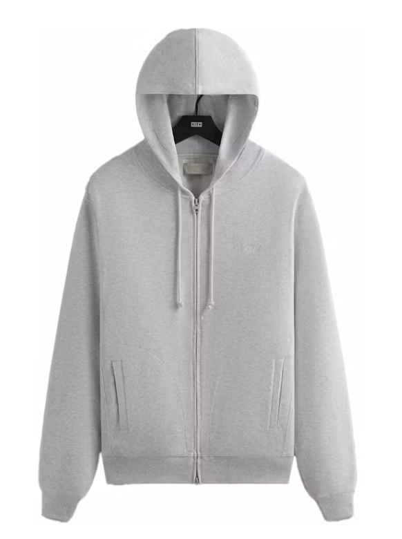 Kith Interlock Williams V Full Zip Hoodie Light Heather Grey Size Medium Mens