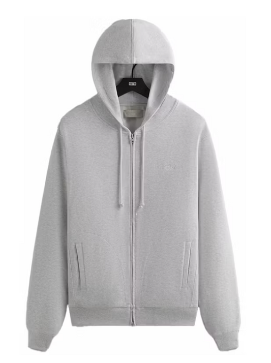 Kith Interlock Williams V Full Zip Hoodie Light Heather Grey Size Medium Mens