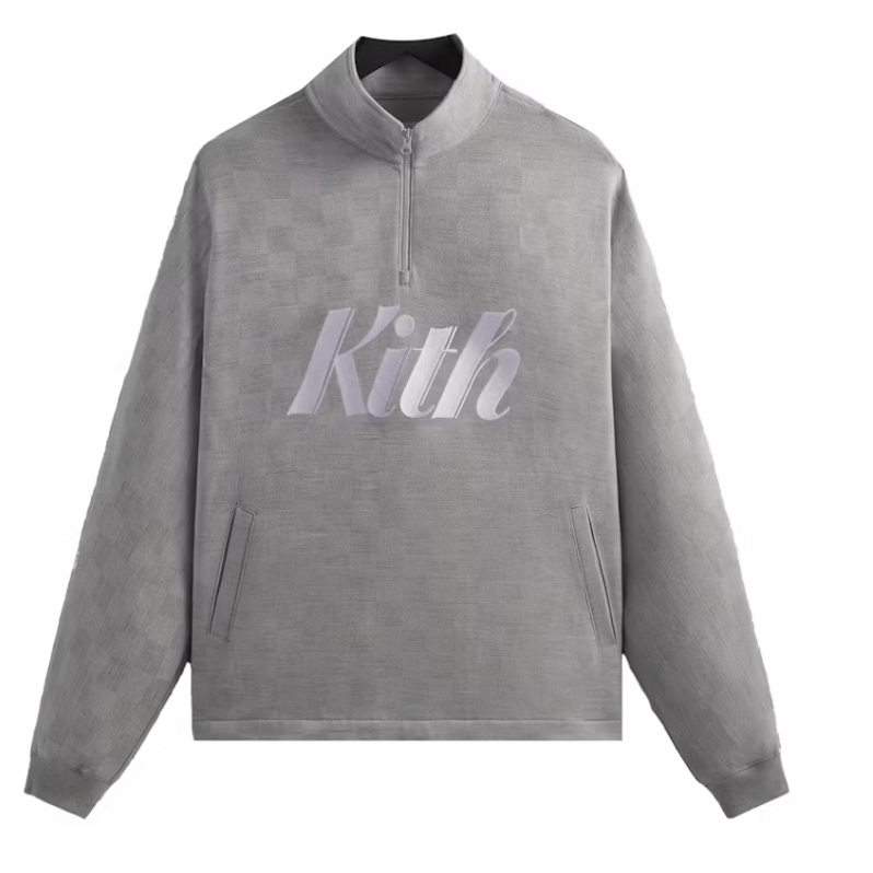 Kith Double Knit Davis Quarter Zip Pullover Concrete Size Medium Mens