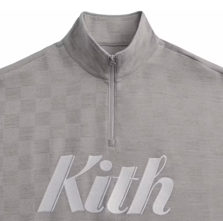 Kith Double Knit Davis Quarter Zip Pullover Concrete Size Medium Mens