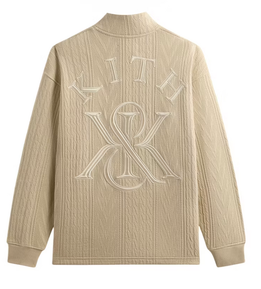 Kith Authentic Cable Fleece Quarter Zip Arete Size Medium Mens BRAND NEW