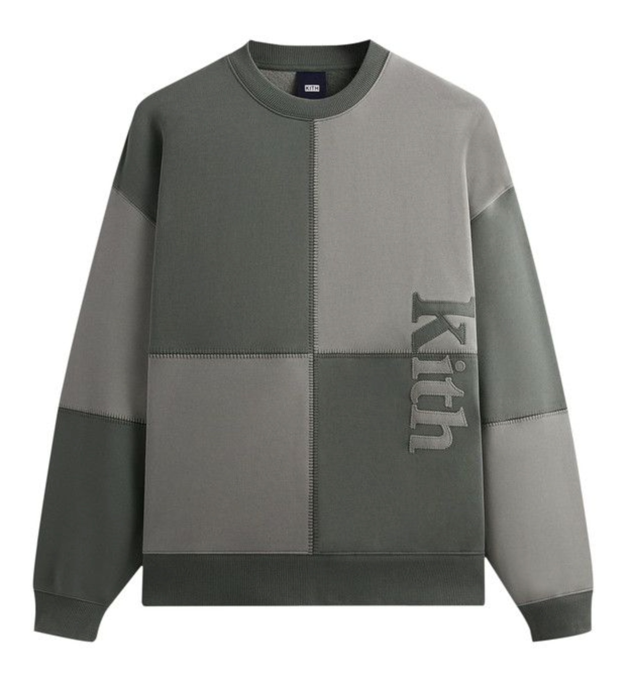 KITH Men's Multi-Panelled Nelson Crewneck - Grey/Green - Size Medium