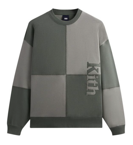 KITH Men's Multi-Panelled Nelson Crewneck - Grey/Green - Size Large