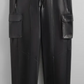 KITH Men's Leather Sennet II Black Cargo Pants - Size XL