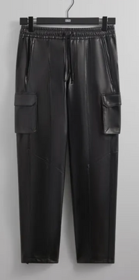 KITH Men's Leather Sennet II Black Cargo Pants - Size Medium
